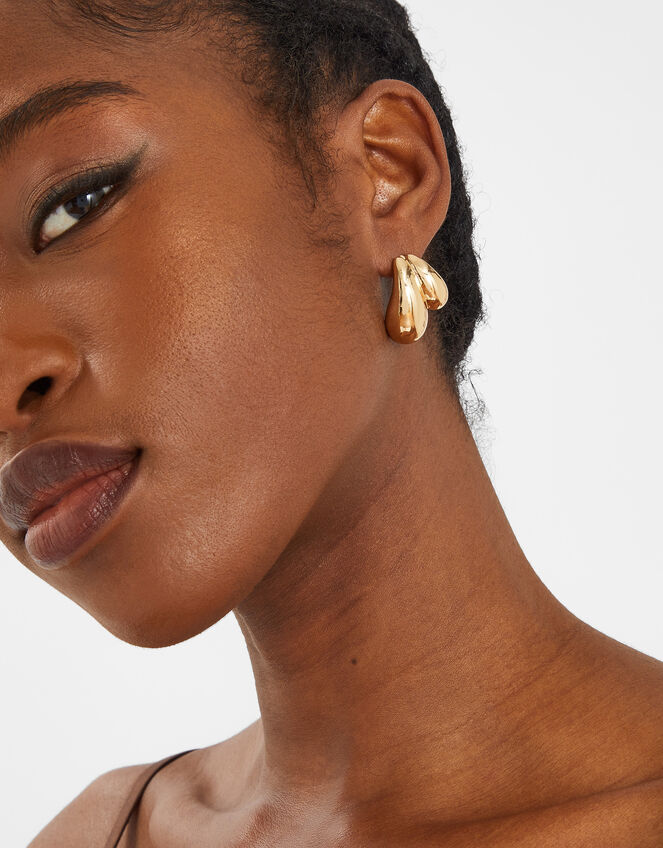 Double Curve Drop Earrings, , large