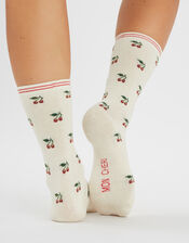 Cherry Print Socks, , large