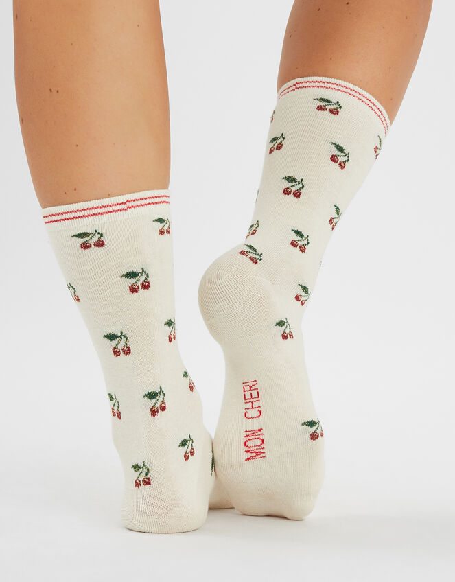 Cherry Print Socks, , large