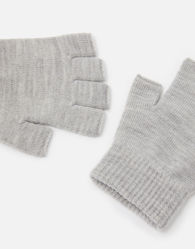 Plain Fingerless Gloves, Grey (LIGHT GREY), large