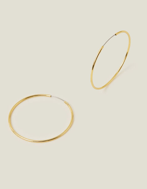 14ct Gold-Plated Thin Hoop Earrings, , large