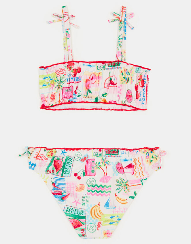 Girls Summer Print Bikini Set, Multi (PASTEL MULTI), large
