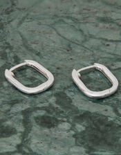 Sterling Silver Rectangular Hoops, , large