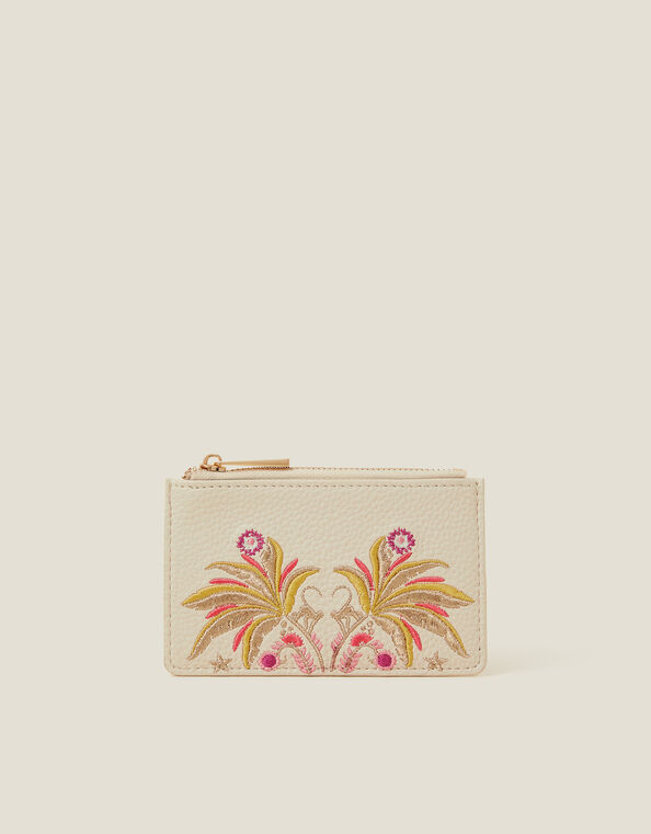 Embroidered Palm Tree Card Holder, , large