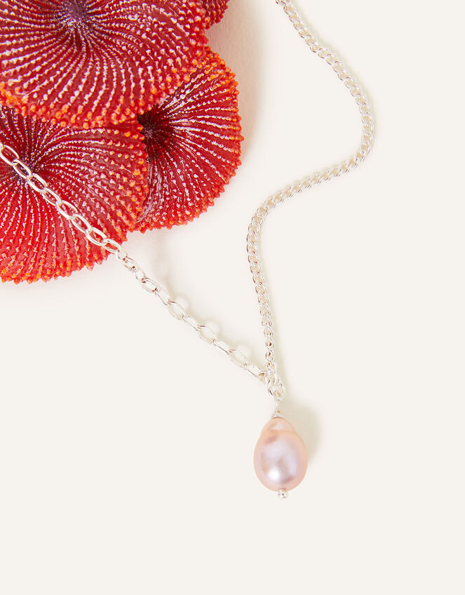 Sterling Silver-Plated Pearl Pendant Necklace, , large