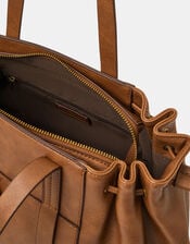 Padlock Ruched Shoulder Bag, Tan (TAN), large