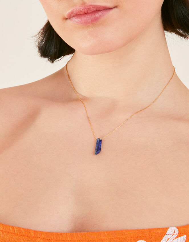 14ct Gold-Plated Rough Cut Lapis Lazuli Shard Necklace, , large