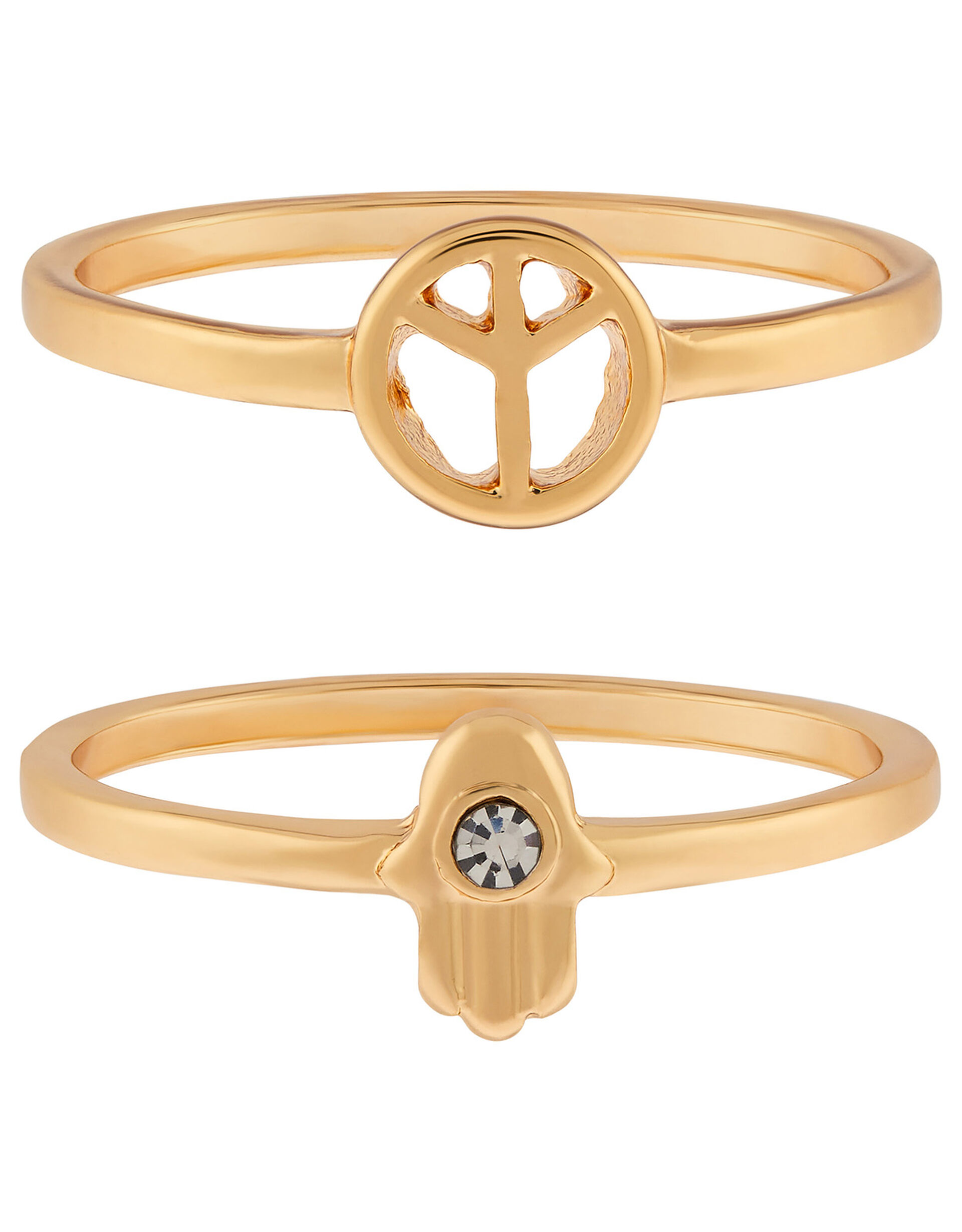 Peace and Hasma Hand Stacking Ring Set, Gold (GOLD), large