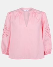 Floral Puff Sleeve Blouse, Pink (PINK), large