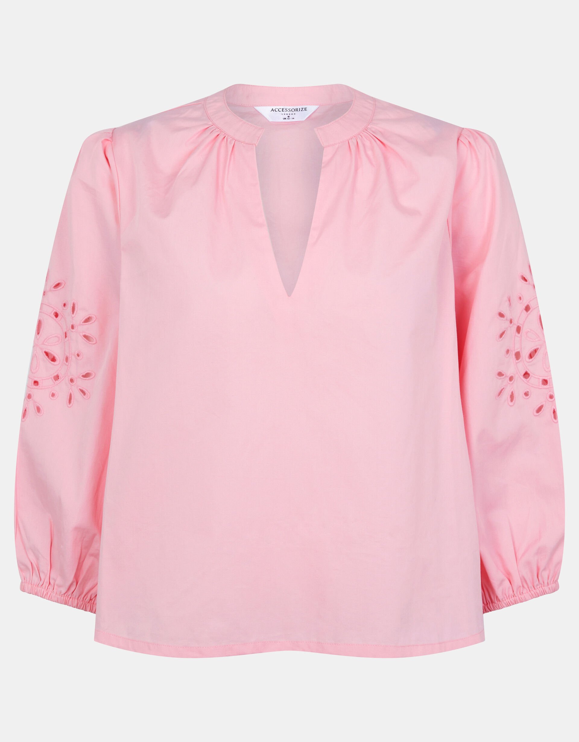 Floral Puff Sleeve Blouse, Pink (PINK), large