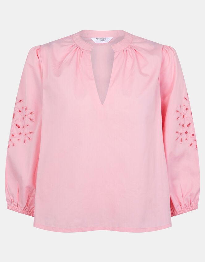 Floral Puff Sleeve Blouse, Pink (PINK), large