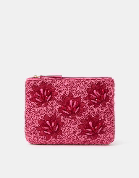 Floral Beaded Pouch, , large