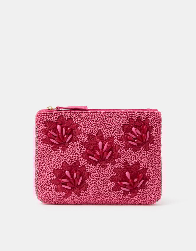Floral Beaded Pouch, , large