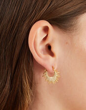 14ct Gold-Plated Sun Beam Hoop Earrings, , large