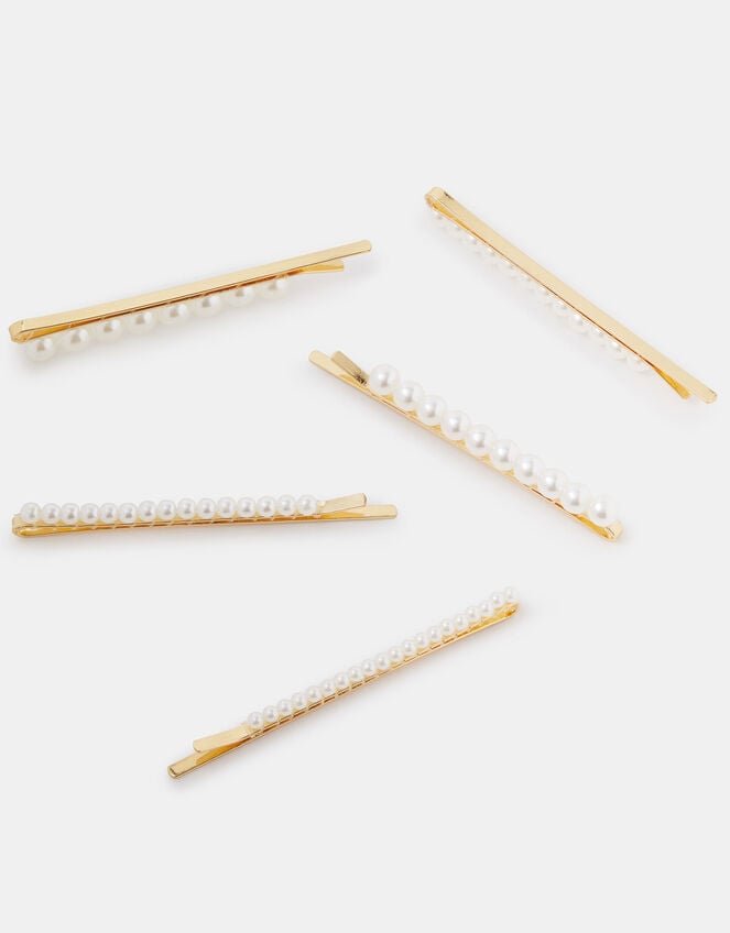 5-Pack Pearl Hair Slides, , large