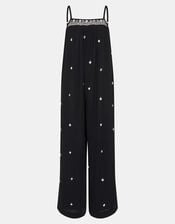 Embroidered Beach Jumpsuit, Black (BLACK), large
