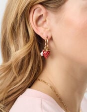 Strawberry Charm Hoop Earrings, , large