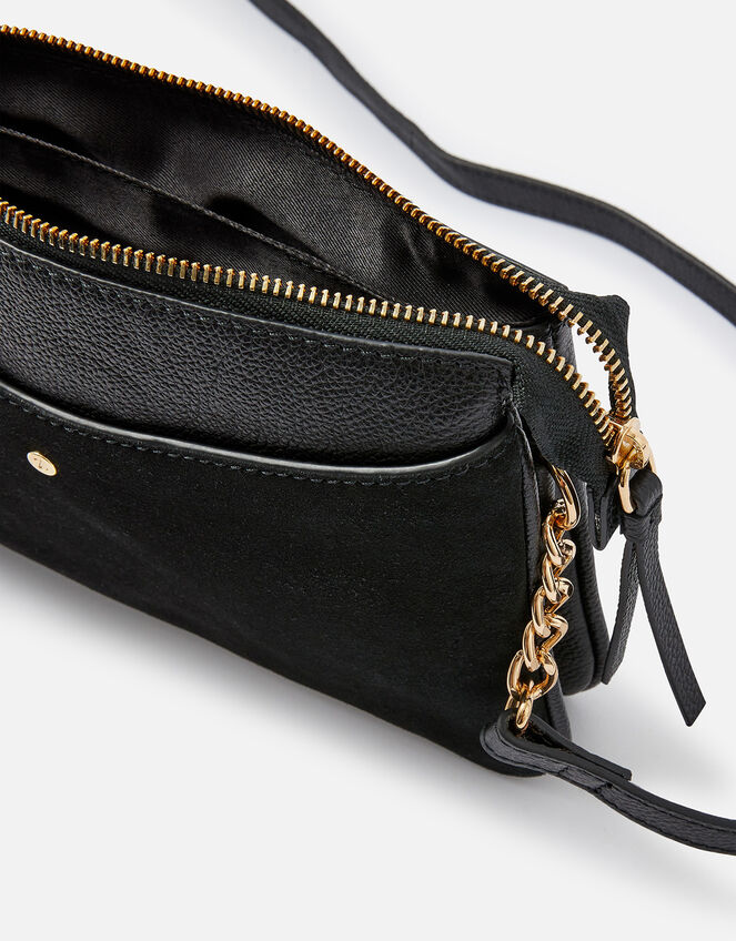 Lucie Leather Cross-Body Bag, Black (BLACK), large