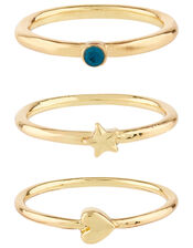 Star and Heart Ring Stacking Set, Gold (GOLD), large