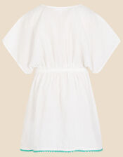 Girls Flamingo Kaftan, White (WHITE), large
