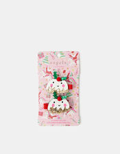 2-Pack Girls Christmas Pudding Hair Clips, , large