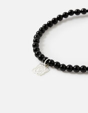 Sterling Silver Root Chakra Bracelet with Black Onyx, , large