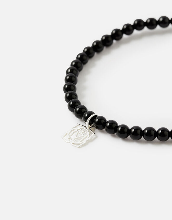 Sterling Silver Root Chakra Bracelet with Black Onyx, , large