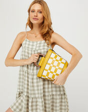 Contrast Weave Handheld Bucket Bag, Yellow (YELLOW), large