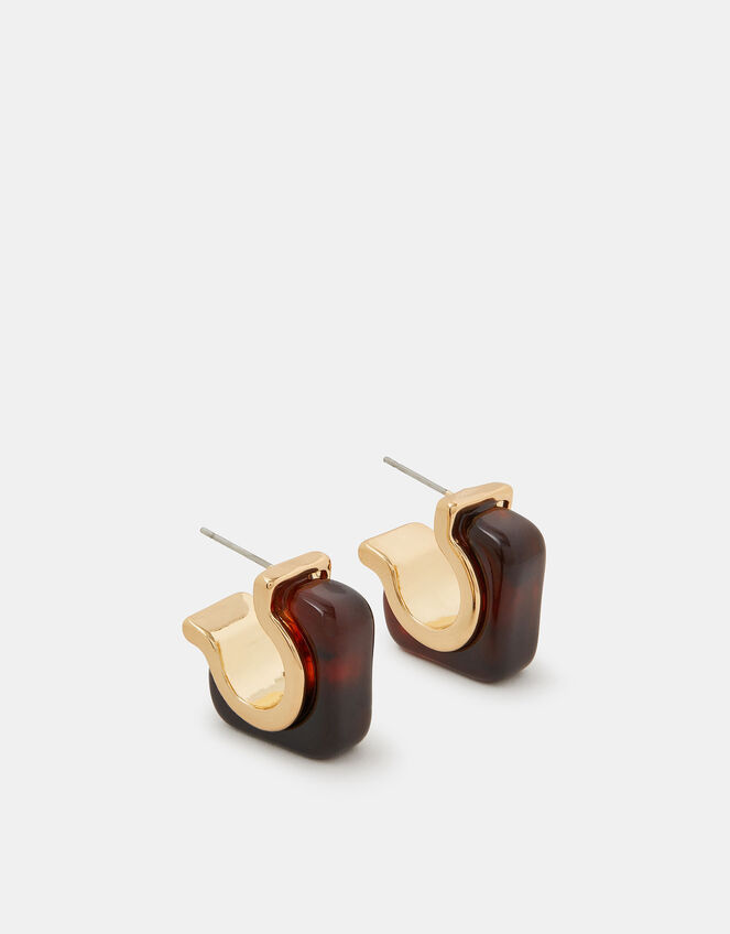 Chunky Square Resin Hoop Earrings, , large