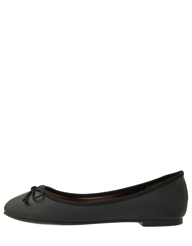 Bow Ballerina Flat Shoes, Black (BLACK), large