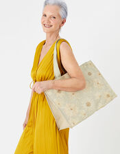 Embroidered Flower Tote Bag, , large