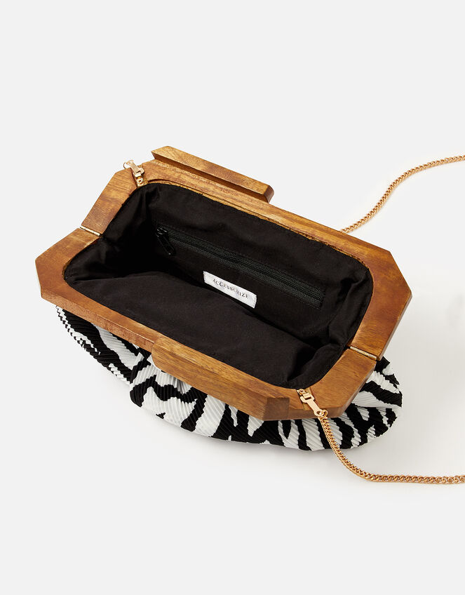Zebra Pleated Clutch Bag , , large