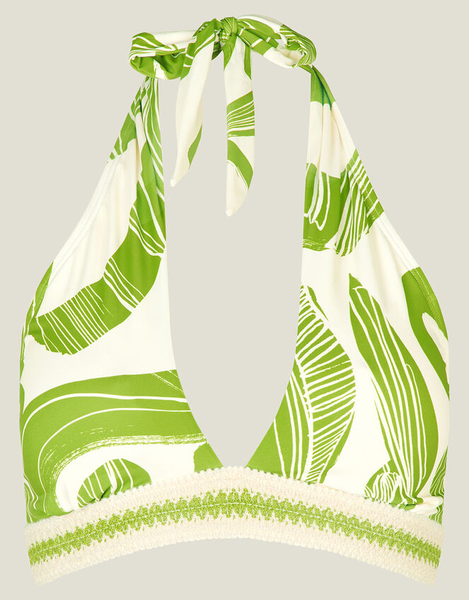 Squiggle Print Halter Bikini Top, Green (GREEN), large