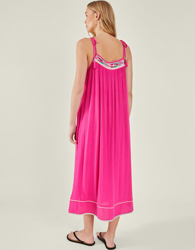 Embroidered Beaded Cami Dress, Pink (PINK), large