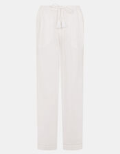 Lace Trim Wide Leg Beach Trousers, White (WHITE), large