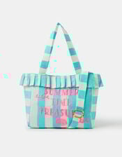 Girls Summer Time Stripe Tote Bag, , large