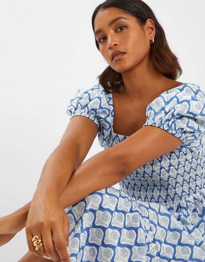 Dandelion Print Maxi Dress, Blue (BLUE), large