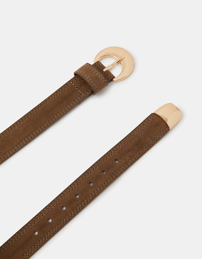 Suede Buckle Belt, Tan (TAN), large
