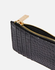 Faux Croc Patent Card Holder , Black (BLACK), large