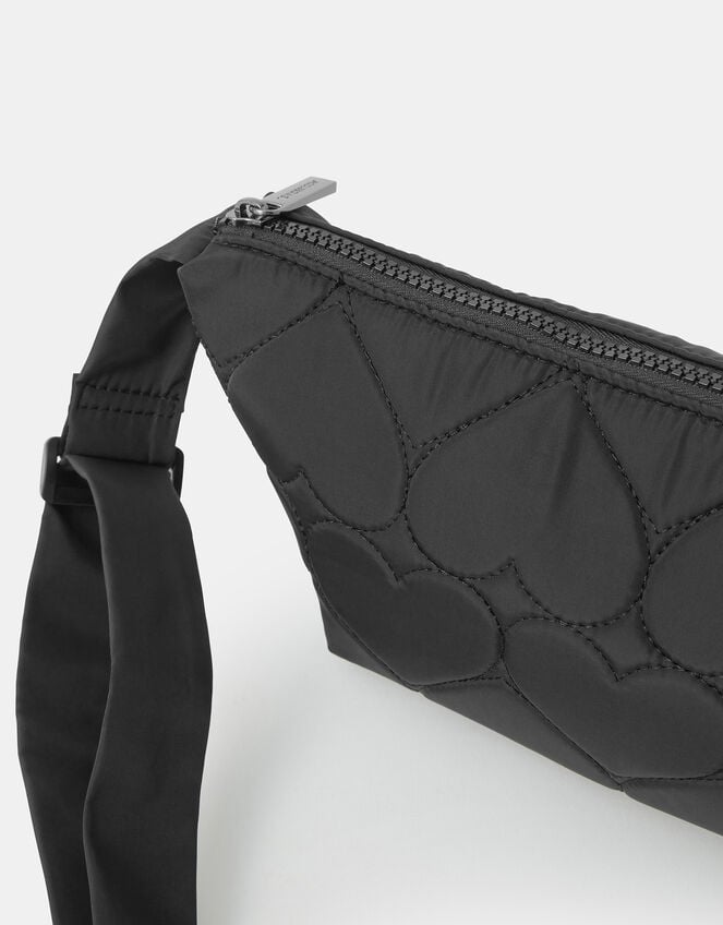 Heart Quilted Sling Crossbody Bag, , large