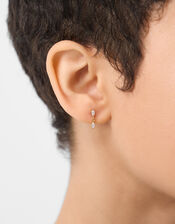 14ct Gold-Plated Titanium Marquise Drop Flatback Stud, , large