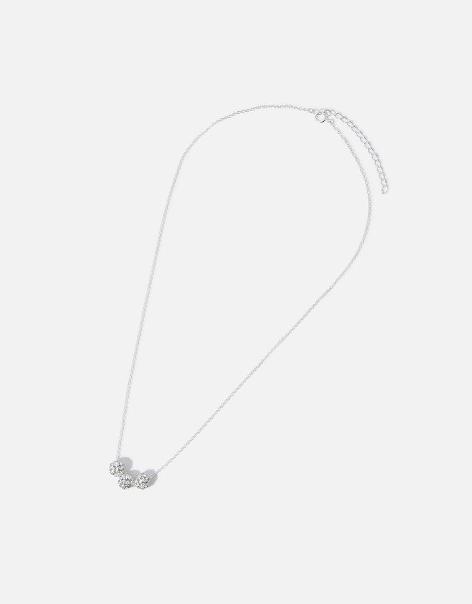 Sterling Silver Triple Pave Ball Necklace, , large