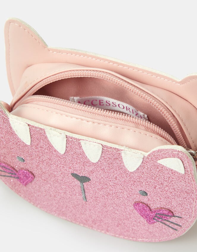 Girls Glitter Cat Crossbody Bag, , large