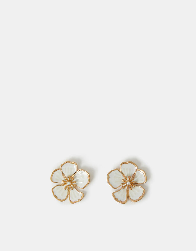 Statement Flower Stud Earrings, , large