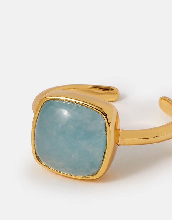 14ct Gold-Plated Quartz Adjustable Ring, , large