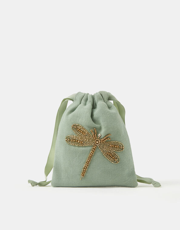 Dragonfly Beaded Drawstring Pouch, , large