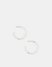 Medium Tube Hoop Earrings, Silver (SILVER), large
