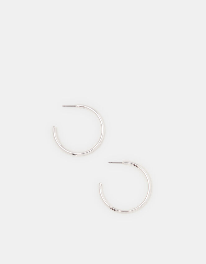 Medium Tube Hoop Earrings, Silver (SILVER), large