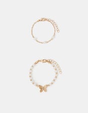 2-Pack Girls Pearl Butterfly Bracelets, , large