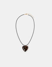 Tort Heart Pendant Cord Necklace, , large